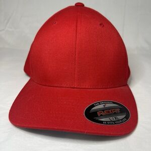 LIDS The Original Flexfit Twill Stretch Fit L XL Large Hat Cap‎ Red Blank